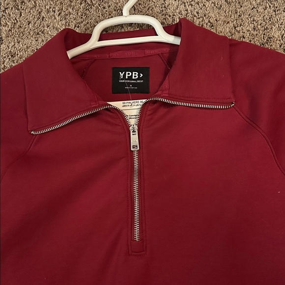 Abercrombie YPB Women’s Red Half-Zip Sweater Active Spongy Sweatshirt w/ Pockets - Picture 2 of 3